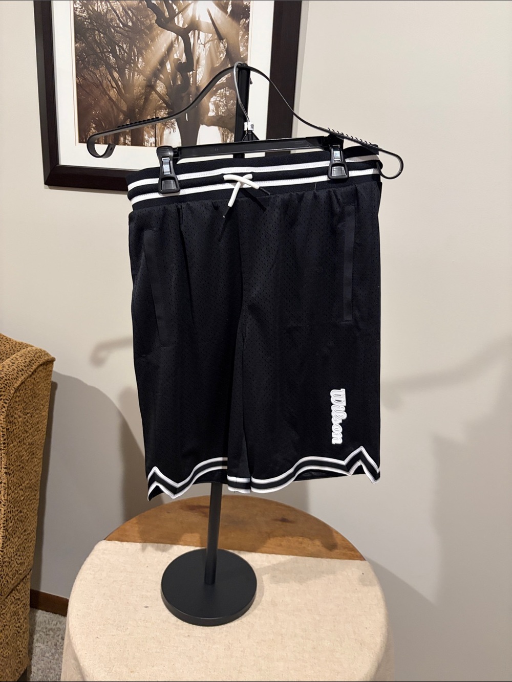 Wilson Black Athletic Mesh Shorts with White Trim